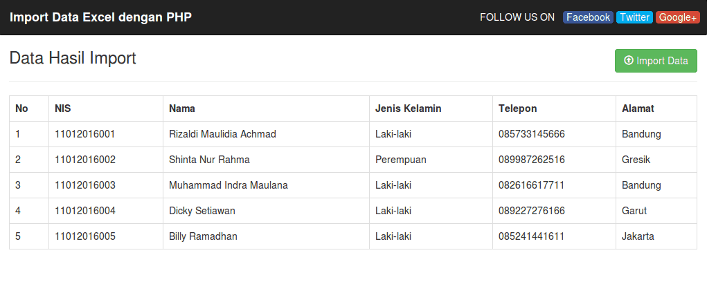 View data - Cara Membuat Import Data Excel dengan PHP dan MySQL