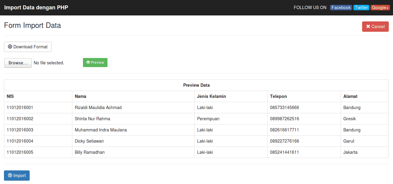 Form Import - Cara Membuat Import Data Excel dengan PHP dan MySQL